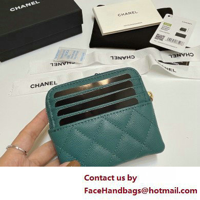 Chanel Grained Calfskin  &  Gold-Tone Metal Zip Coin Purse AP2061 Green 2025